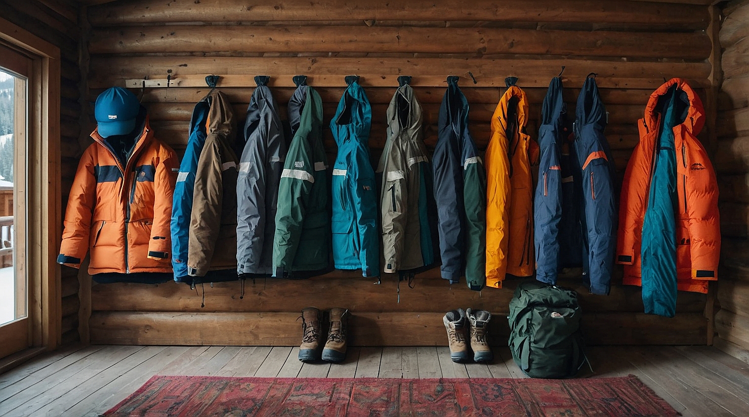Leonardo Kino XL Tidy row of ski season staff jackets and snow 0